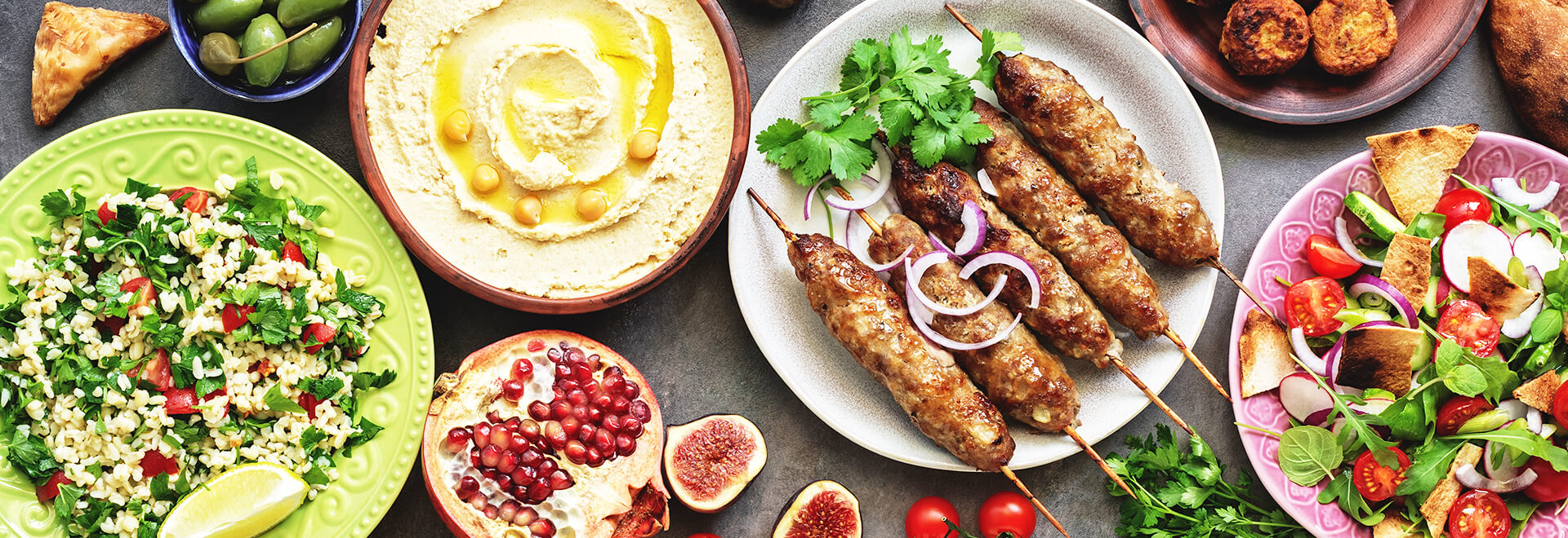 humos and kofta and many arab foods
