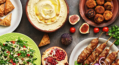 humos and kofta and many arab foods
