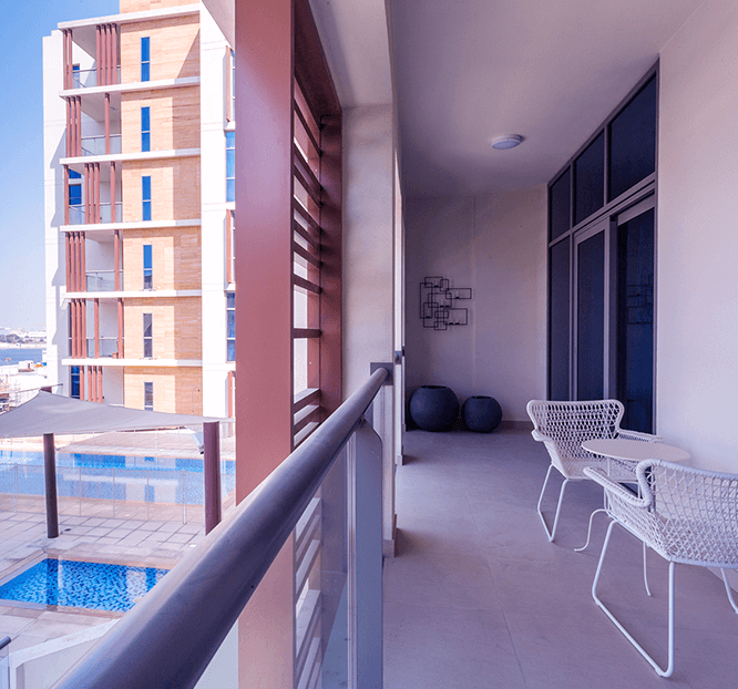 balcony with nice view at dubai wharf